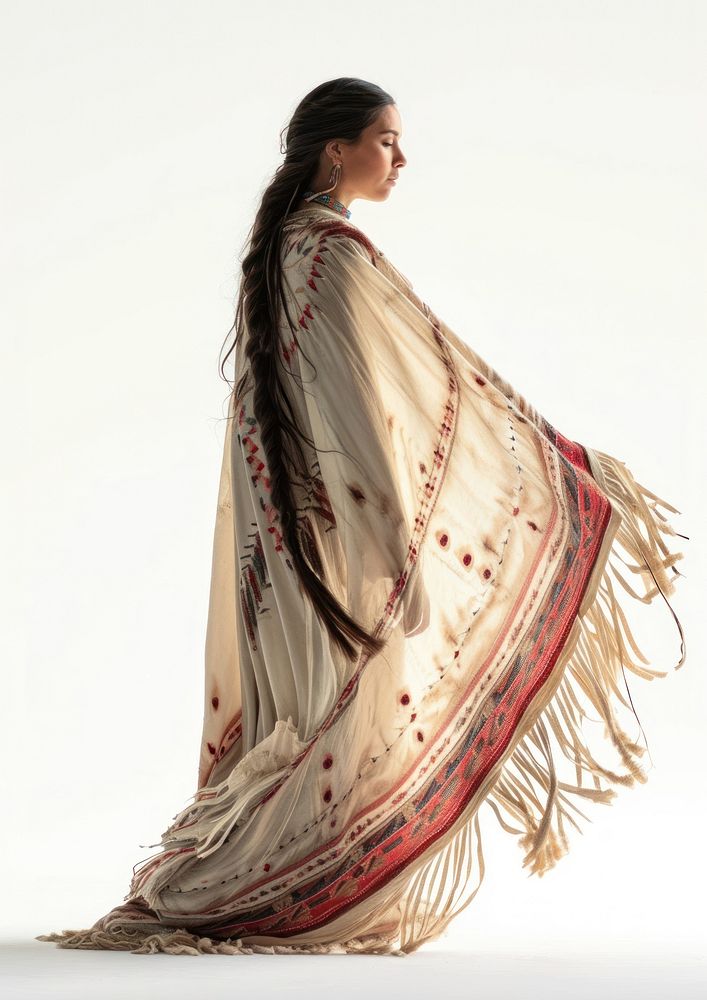 Native american fashion white background hairstyle.