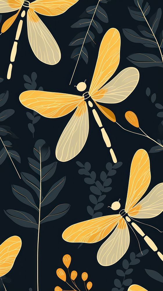 Dragonfly wallpaper pattern nature plant.