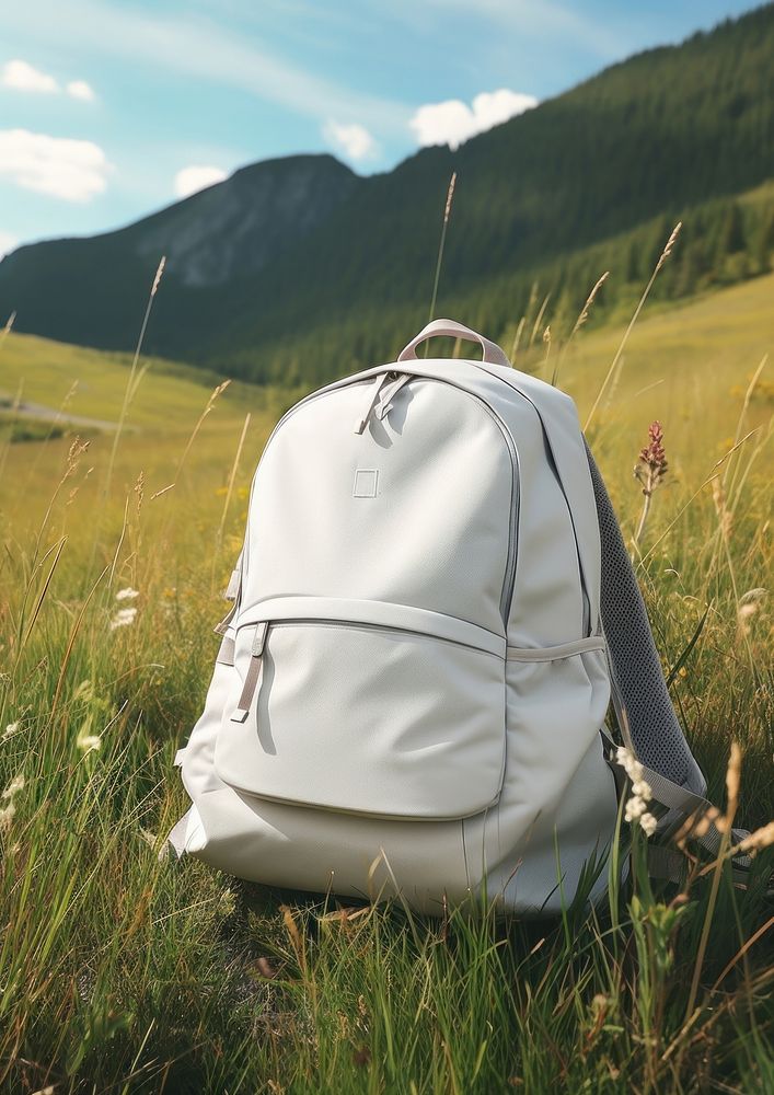 Backpack bag  landscape mountain white.