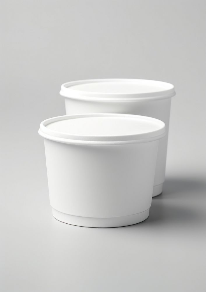 Food paper container  porcelain white bowl.