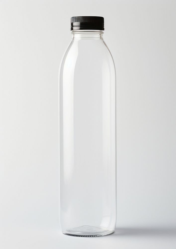 Plastic bottle  glass jar white background.