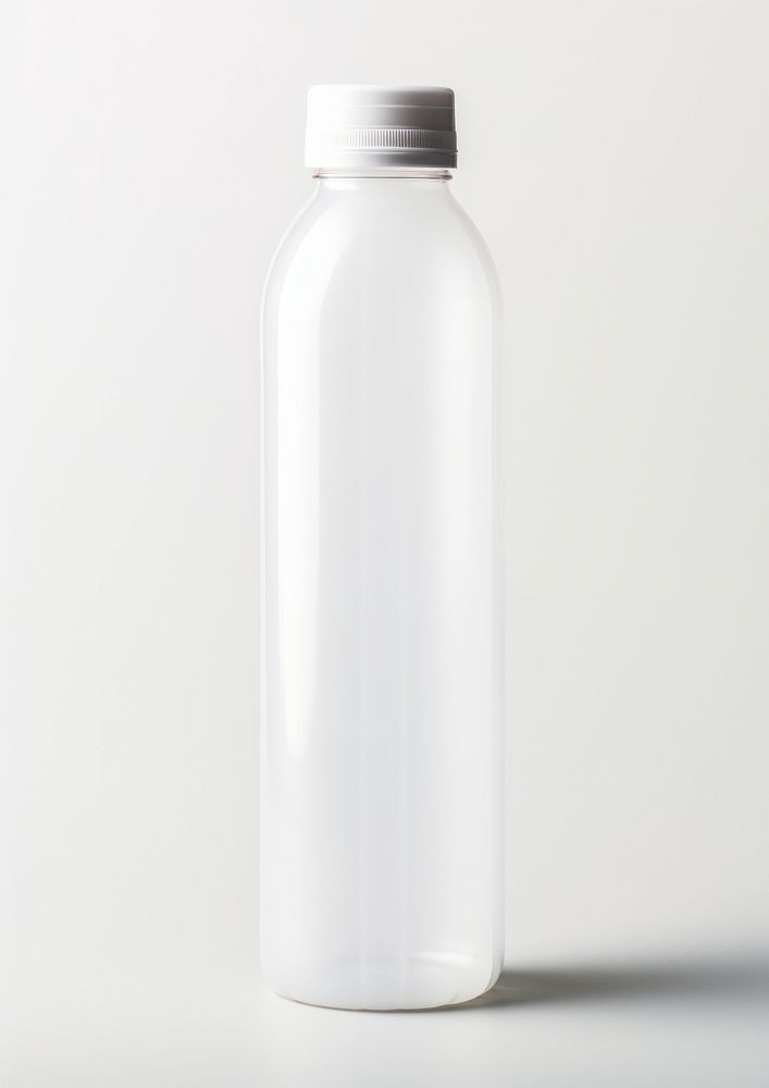 Plastic bottle  glass white background refreshment.