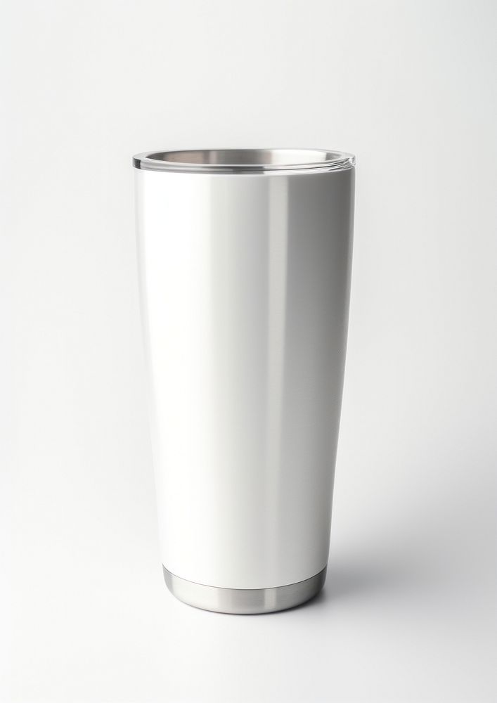 Stainless tumbler  white cup white background.