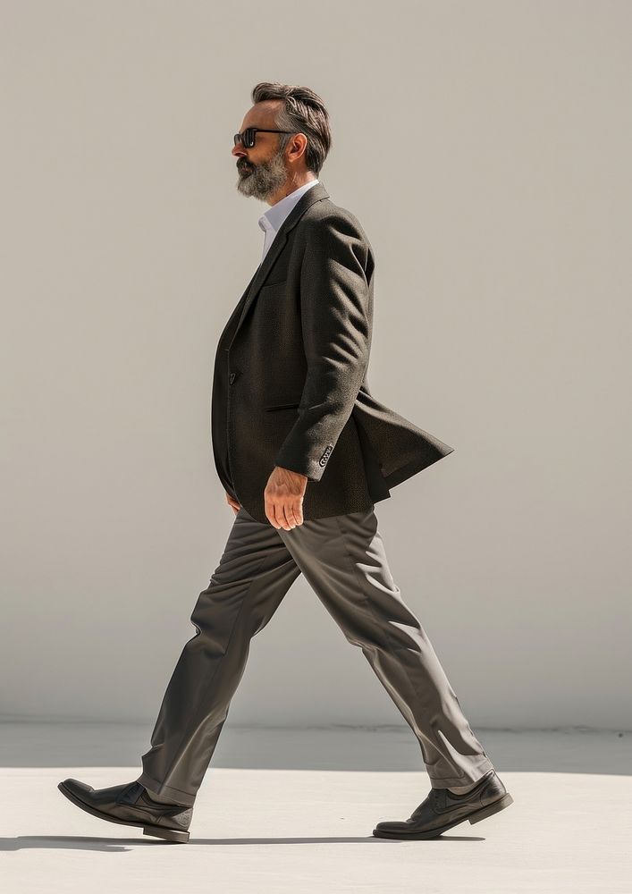 Business man walk walking footwear blazer.