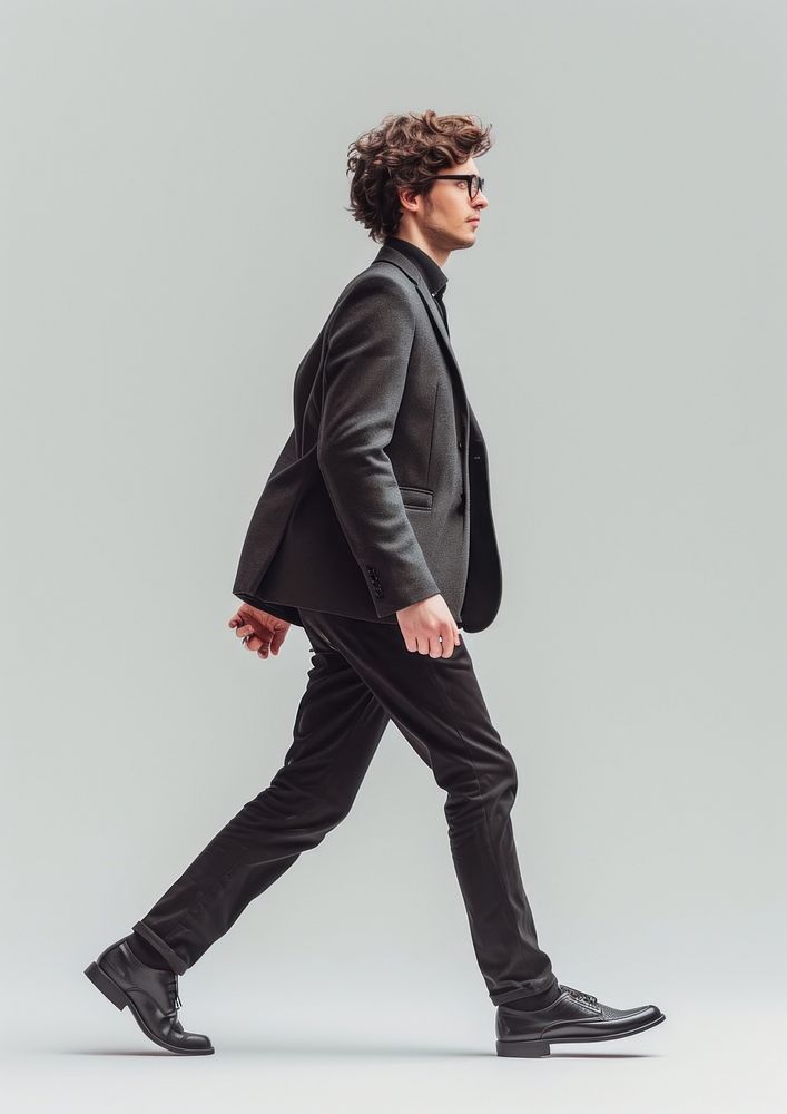Business man walk footwear glasses walking.