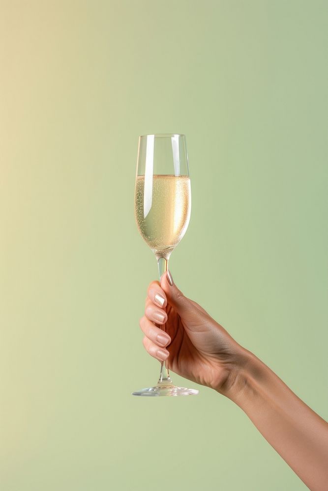 Champagne glass on hand holding drink adult.