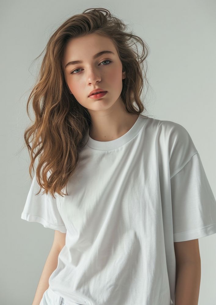 Portrait clothing t-shirt sleeve.