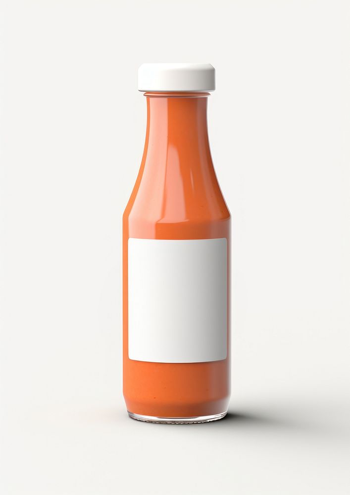 Sauce bottle with label  juice drink food.