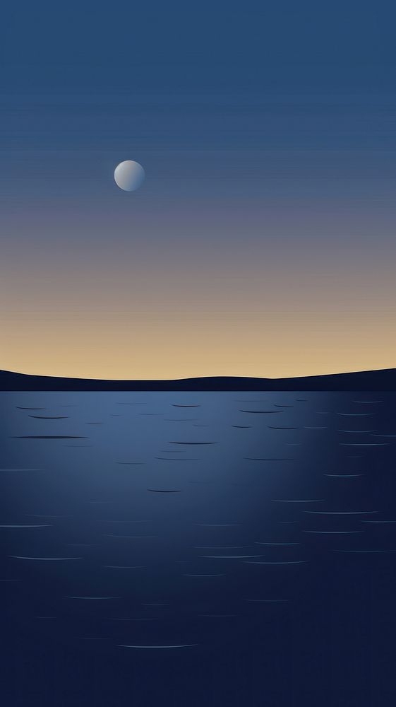 Minimal illustration of night lagoon astronomy outdoors horizon.