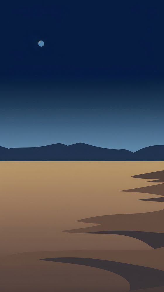 Minimal illustration of night lagoon astronomy outdoors horizon.