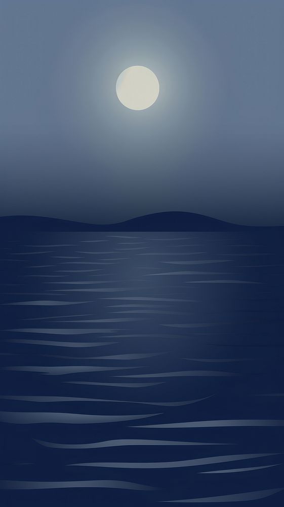 Minimal illustration of night lagoon outdoors nature ocean.