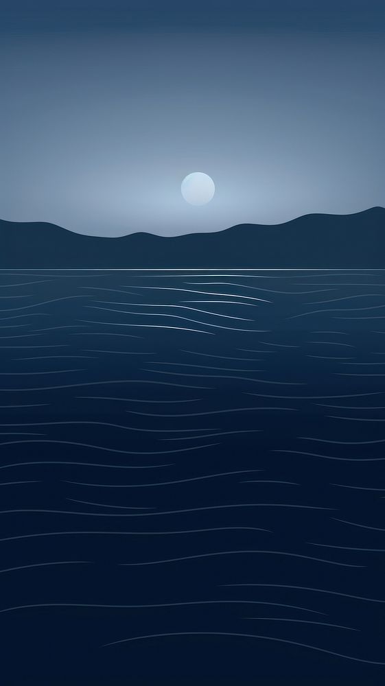 Minimal illustration of night lagoon outdoors horizon nature.