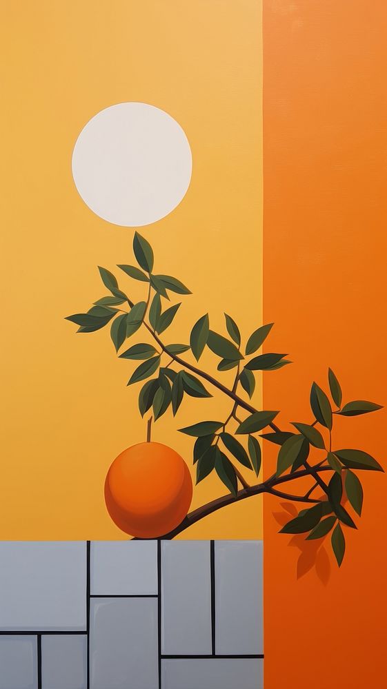 Garden wallpaper painting orange plant.