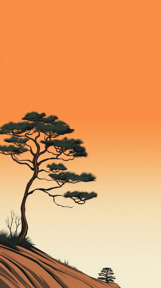 Pine tree wallpaper landscape outdoors savanna.