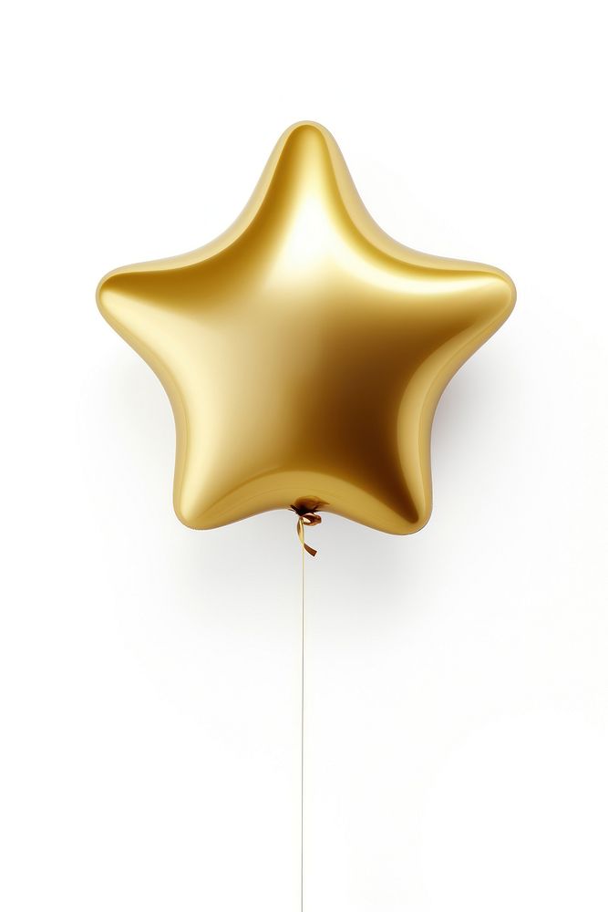 Balloon star shiny gold white background.
