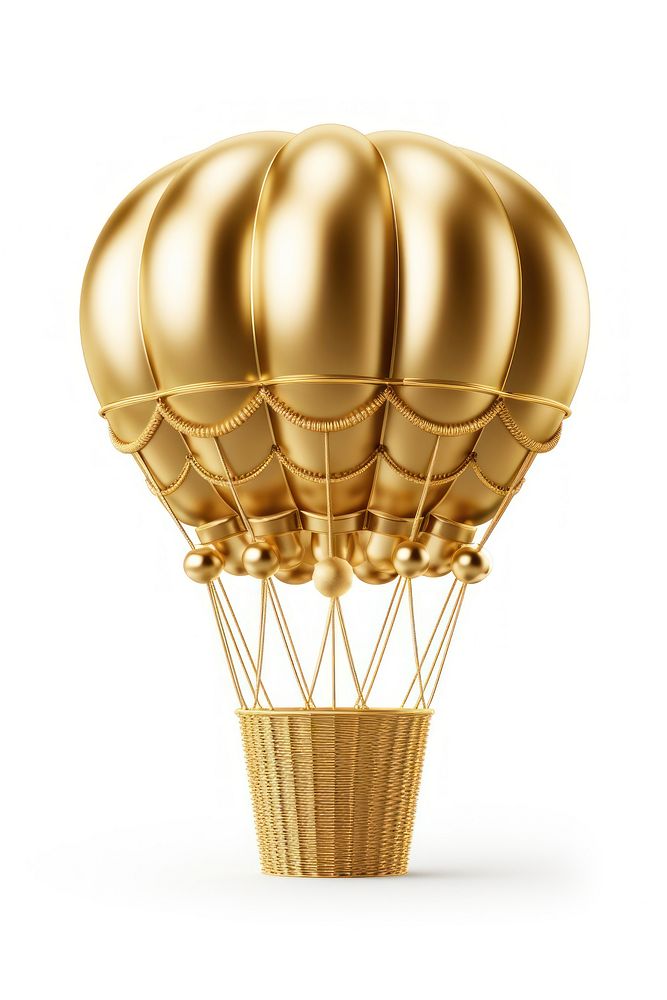 Busket balloon aircraft gold white background.
