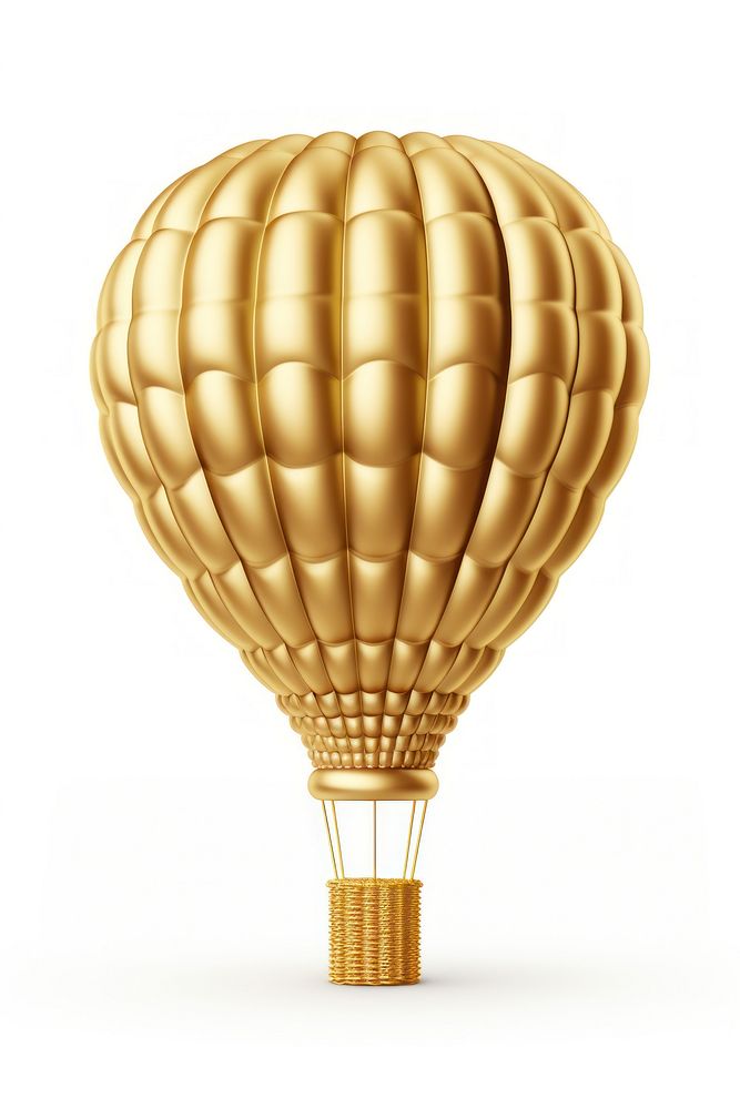 Simple busket balloon aircraft gold white background.