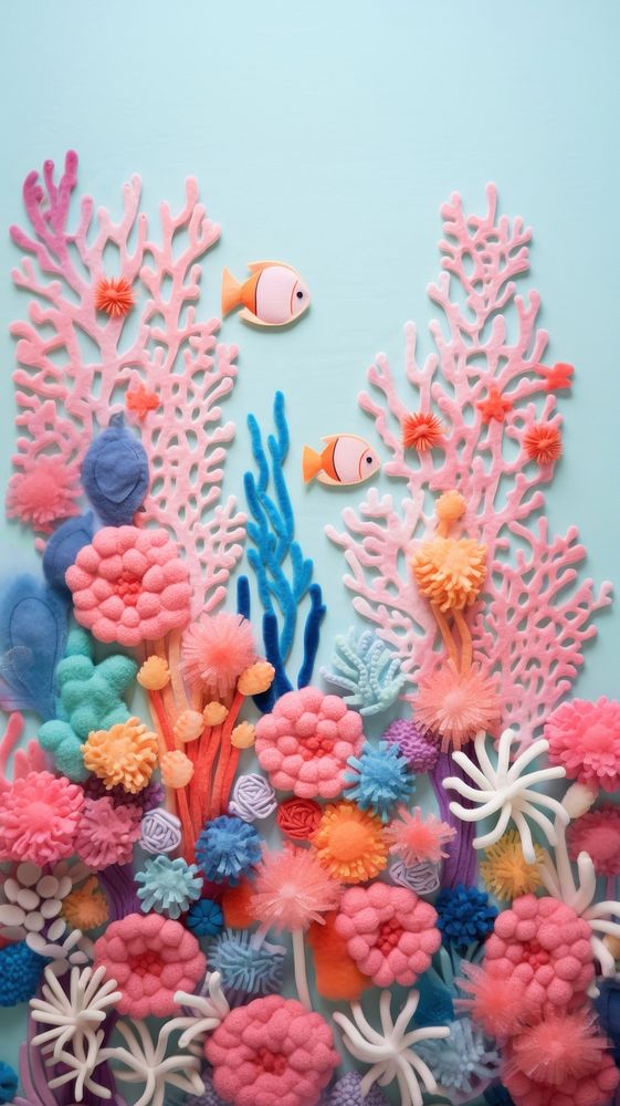 Wallpaper of felt coral reef nature fish sea.