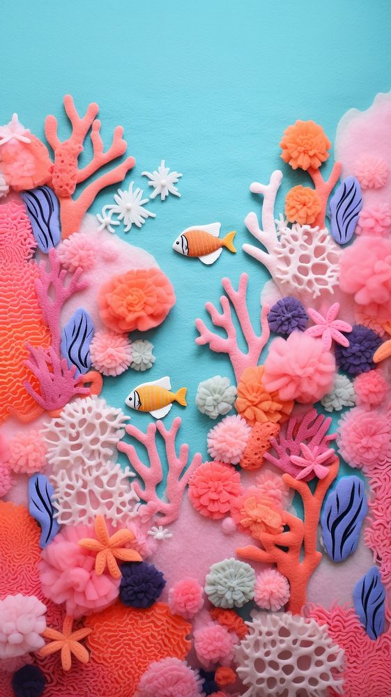 Wallpaper of felt coral reef nature fish sea.