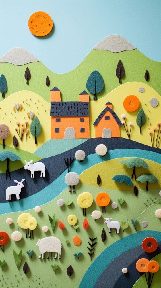 Wallpaper of felt farm art outdoors representation.