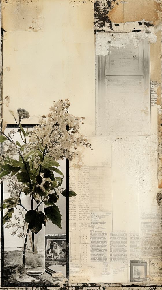 Wallpaper ephemera pale vintage mirror architecture flower plant.