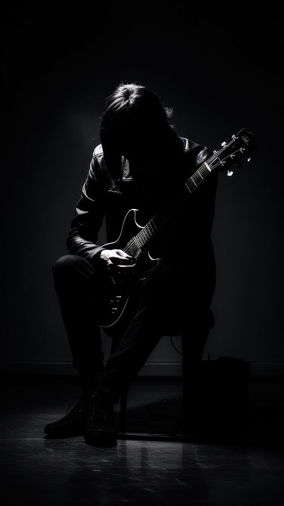 Photography of musician monochrome guitar black.