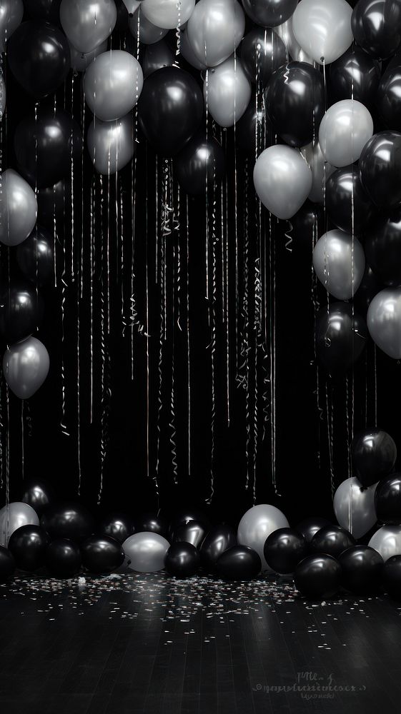 Photography of new year party monochrome balloon black.