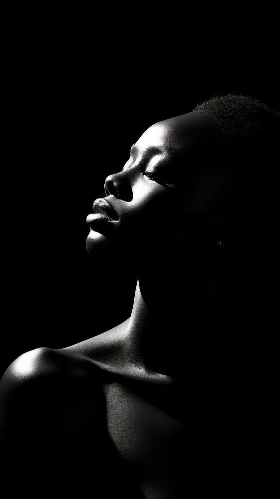 Photography of african woman silhouette photography monochrome portrait.
