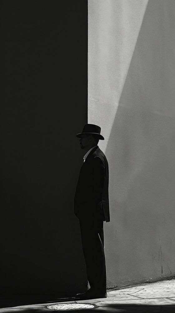 Photography of conductor man walking black white.