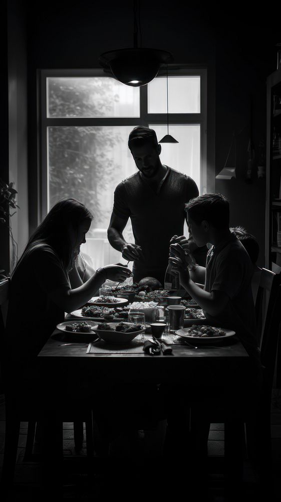 Photography of family dinner photography monochrome adult.