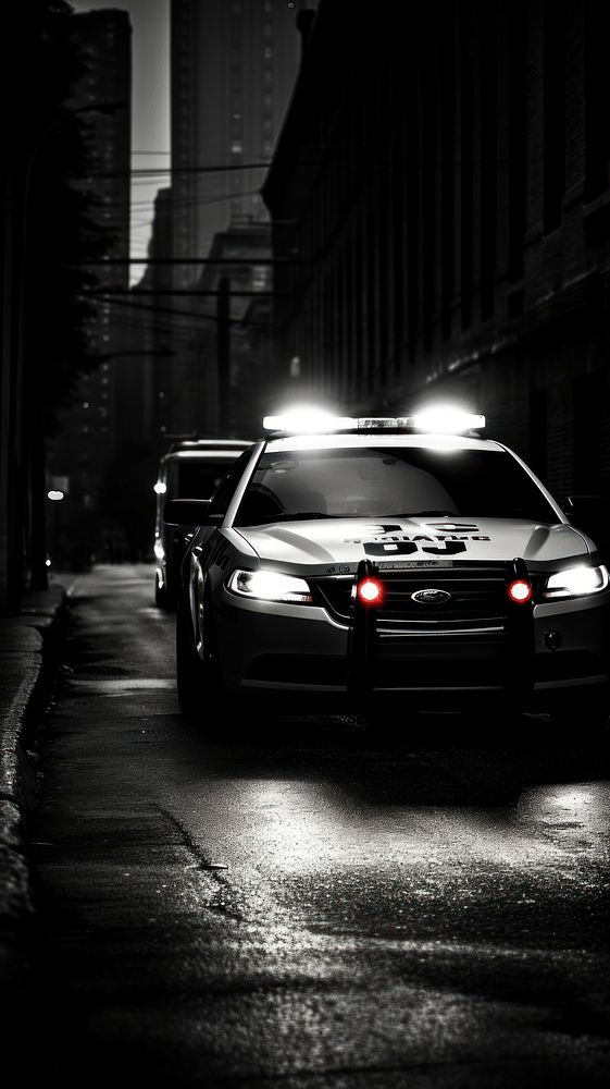 Photography of police car monochrome headlight vehicle.