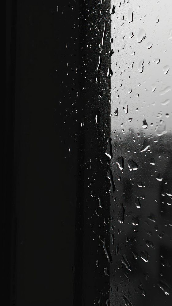 Photography of raining form window black white condensation.