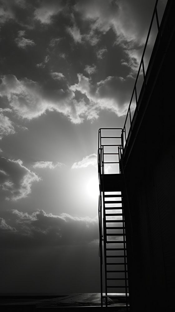 Photography of twilight sky architecture silhouette staircase.