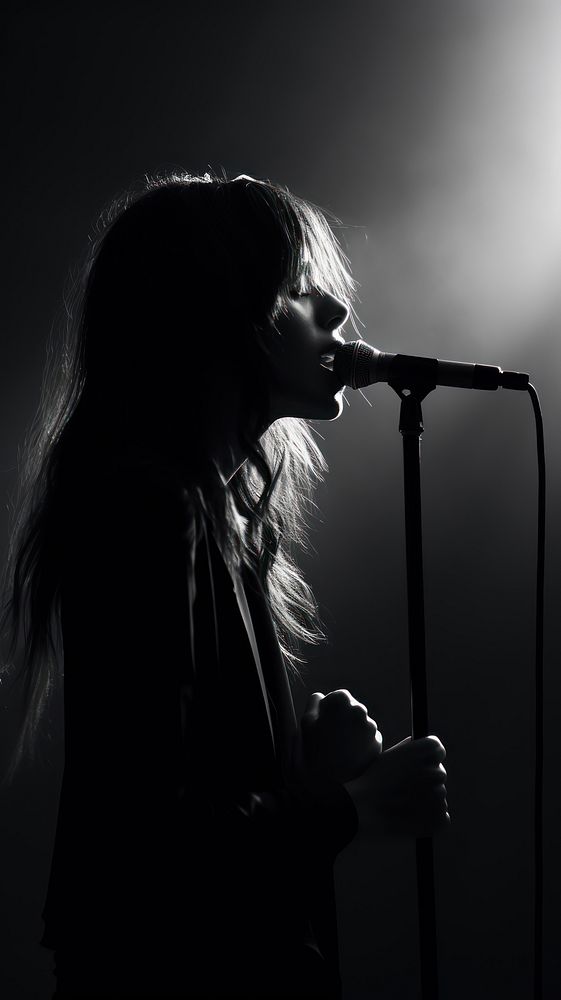 Photography of woman singer photography microphone monochrome.