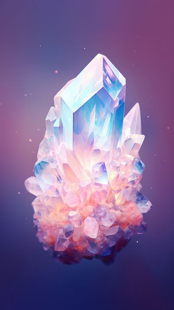 Crystal stone mineral quartz illuminated.