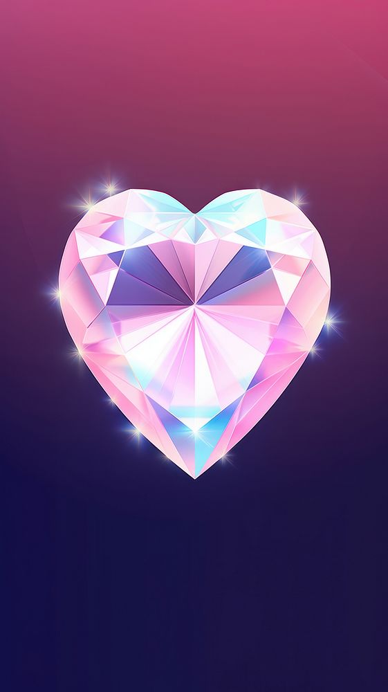 Heart neon diamond gemstone jewelry illuminated.