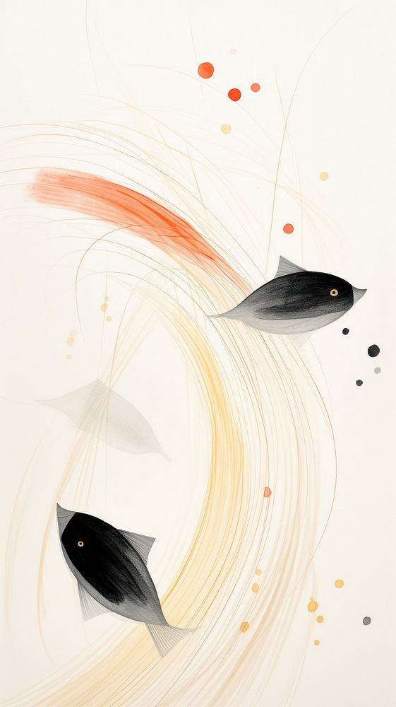 Fish abstract shape wallpaper animal swimming painting.