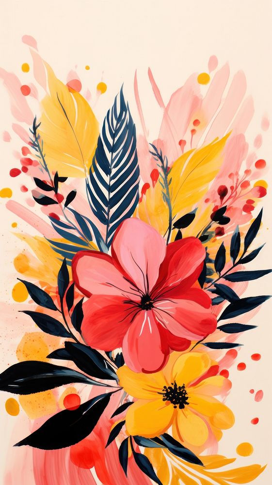 Hint of wallpaper tropical flower abstract backgrounds painting pattern.
