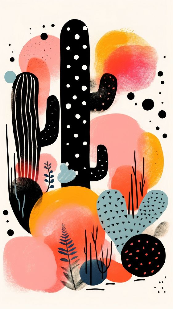Hint of wallpaper cactuses abstract backgrounds painting outdoors.