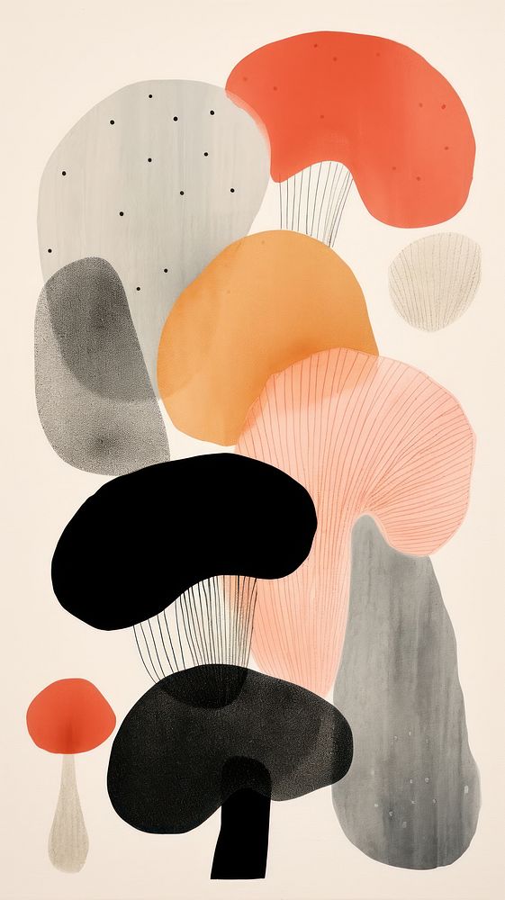 Hint of wallpaper mushrooms abstract painting art creativity.