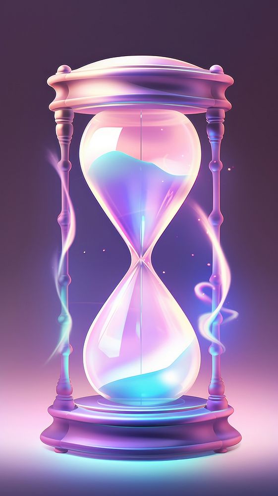 Hourglass neon illuminated technology deadline.
