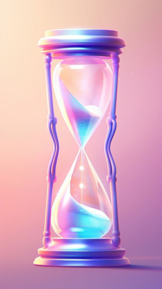 Hourglass neon illuminated technology deadline.