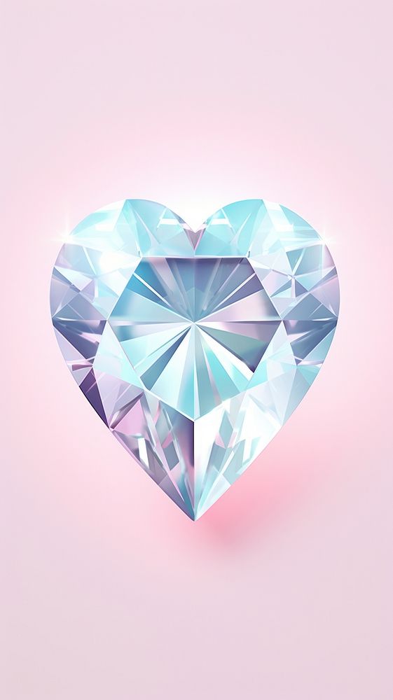Minimal heart diamond gemstone jewelry illuminated.
