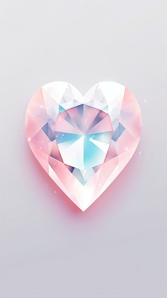 Minimal heart diamond gemstone jewelry crystal.