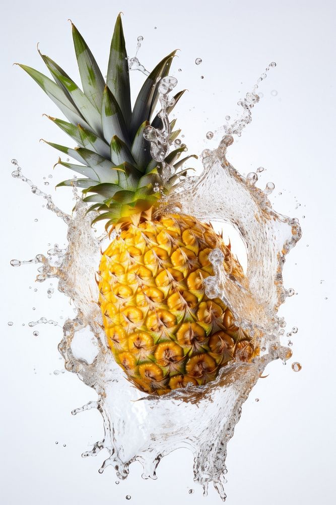 Pineapple floating with splash fruit plant food.