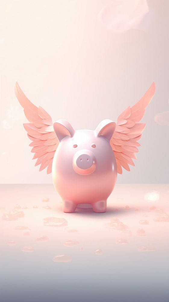 Piggy bank with wings animal mammal representation.