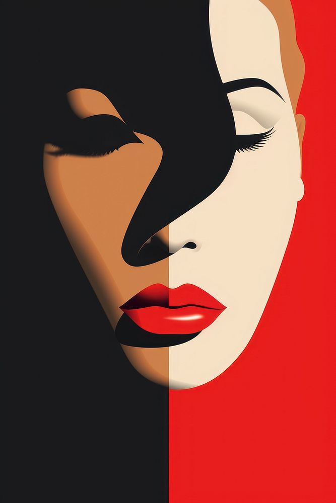 Women lipstick portrait graphics.