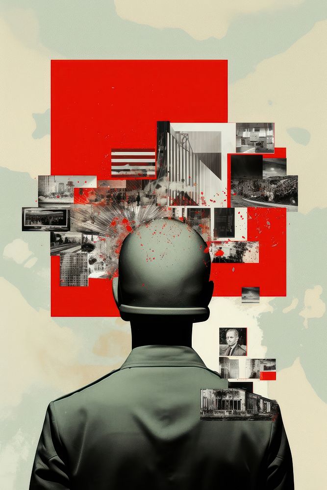 Propaganda graphics collage poster.
