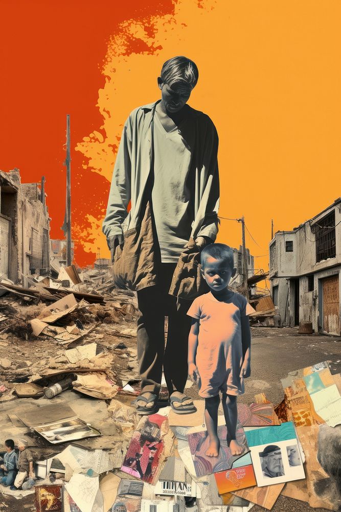 Poverty collage adult human.