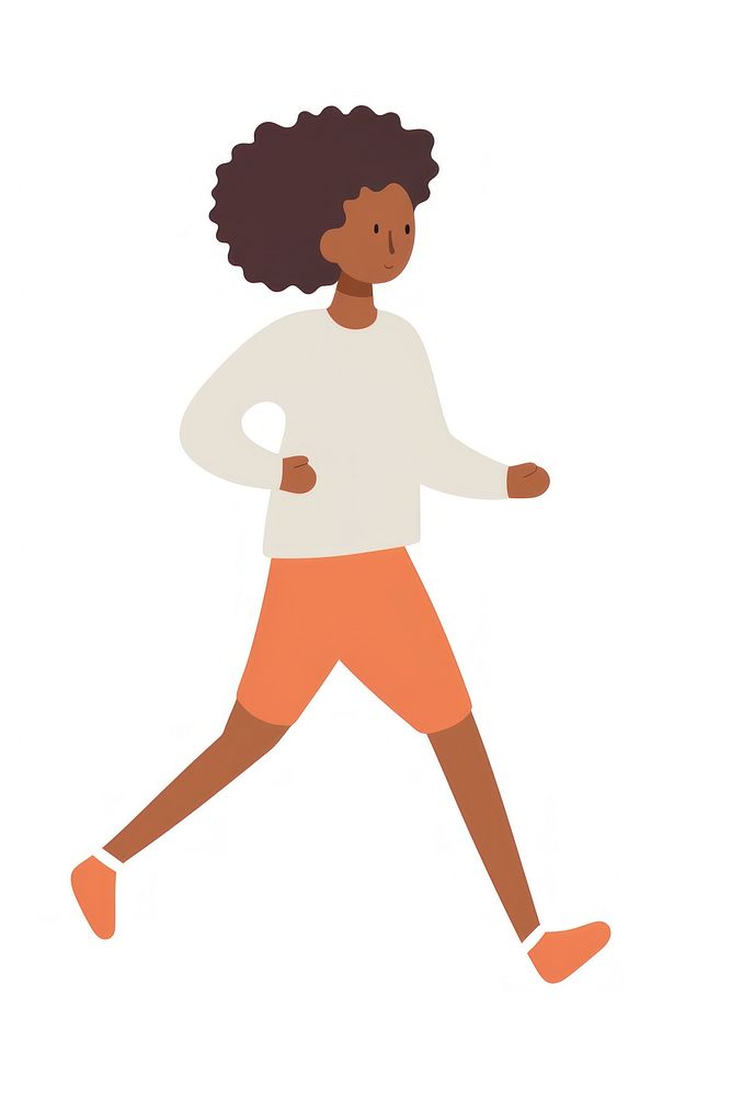 Doodle illustration of women running walking cartoon.